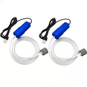 FISH PLANET 2PCS 수족관 USB 공기 펌프 휴대용 미니 어항 산소 음소거 에너지 절약 녹색 한 사이즈 파란색