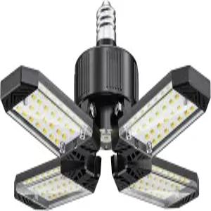 싱후안라이트 LED 차고 조명 - 120W 천장 12000LM 4+1 변형 패널 작업장 헛간 지하실 다락방 베이를 위한