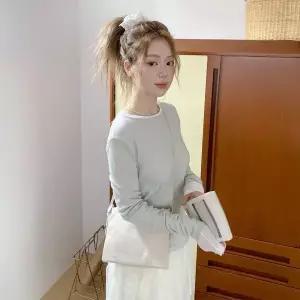[하프클럽/]여성용 슬림 비침 골지 롱슬리브 코디 티셔츠 남방
