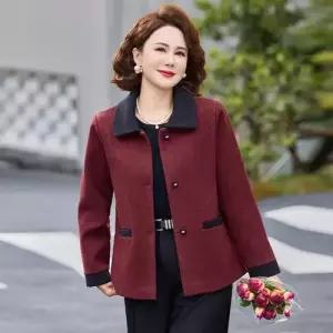 여성용 모직 코트 톱 모직코트 터틀넥 봄가을 단추 admr3