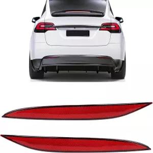 Jaronx는 Tesla Model X 리어 범퍼 리플렉터 2016-2023 좌우 테일 액세서리용 레드 마커 라이트 렌즈 트림