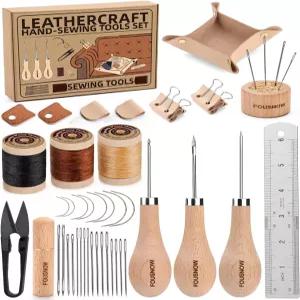 나우 실내 수리 키트 두꺼운 손잡이 재봉 송곳이 있는 가죽 실 바늘 및 DIY 공예 위한 튼튼한 도구