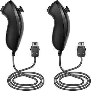 NC 넌척 컨트롤러 게임패드 교체용 Wii 및 U 비디오 호환 블랙 2PCS