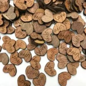 100p 하트 목재 장식 칩 웨딩 파티 테이블 데코 공예 소품 만들기 재료