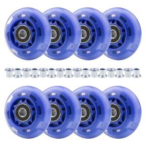 WHEELGOO 8피스 64MM 인라인 스케이트 휠 플래시 블루 초보자 실내 및 청소년