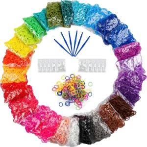 26가지 색상의 2730 룸 고무 밴드 리필 키트 500 클립 6 DIY 공예 선물용 팔찌 제작