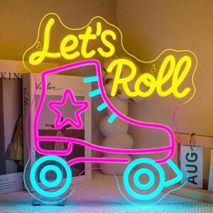 LUCUNSTAR LET'S ROLL 네온 사인 롤러 조명 가능한 조절 스케이트 조도