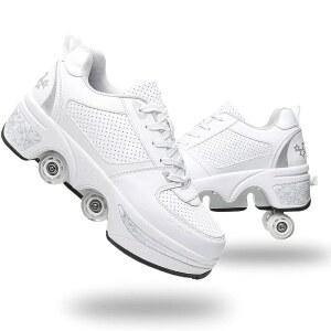 이중 열 변형 휠 자동 워킹화 탈착식 보이지 IN 스케이트 풀리 롤러 2 1 않는 파쿠르