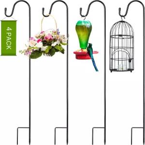 Suzile 4pcs 32인치 양치기 야외용 후크 식물 랜턴 태양광 조명 윈드차임 결혼식 장식용 행거 폴 메탈 가든
