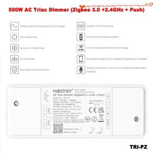 Miboxer TRI-PZ AC100-240V Zigbee 3.0 + 2.4GRF 푸시 TUYA 원격 스위치 할로겐 조명 트라이액 디밍 LED 램