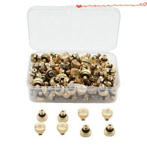 50PCS 스레드 황동 미스트 노즐 0.1-0.8mm 오리피스 워터 부품 파티오 시스템 용 안개 야외 냉각