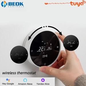BEOK 스마트 RF 무선 온도 조절기 Wifi 가스 보일러 액추에이터 터치 스크린 실내 컨트롤러는 Alexa와 함께