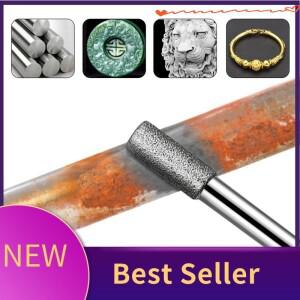 ABHI-6MM 생크 실린더 다이아몬드 그라인딩 비트 원통형 포인트 코팅 조각 Burrs Lapidary 도구 Jade Stone