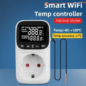 TC02 WiFi 온도 조절기 소켓 LCD 디지털 타이머 스위치 냉난방용 냉장고 양식장용