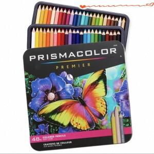 Prismacolor 프리미어 색연필 48개 세트 부드러운 유성 새 주석 상자 및 학생 그림