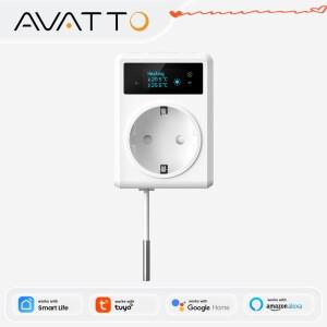 AVATTO WiFi 16A 콘센트  원격 온도 컨트롤러 냉각 및 난방 조절기 소켓 3M NTC 센서 Tuya Alexa Google 홈