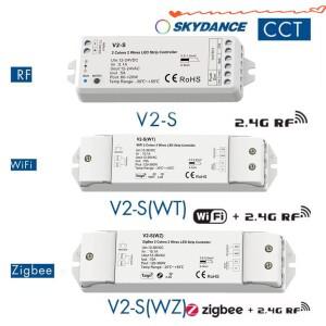 스카이댄스 V2-S 2.4G RF WiFi 지그비 투야 앱 음성 LED 컨트롤러 5A 10A (12-36V DC 2선식 CCT 스트립용)