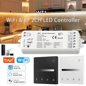 투야 와이파이 스마트 LED 디머 5050 라이트 램프 단일 색상 RF 4존 벽걸이 터치 패널 리모컨