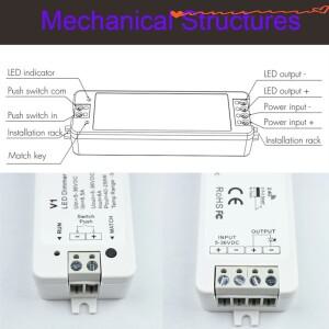 A01F-RF 미니 스타일 LED 디머 키트 실내 조명 12V 1채널 단일 색상 컨트롤러