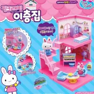 토끼 캐릭터 2층 하우스 놀이세트 미니어처 인형집 소꿉놀이 가구 액세서리 포함