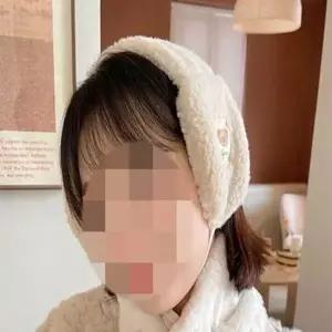 귀마게 곰돌이라벨뽀글이귀도리 멀티뽀글이귀도리(베이지)