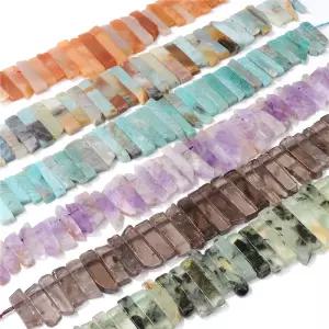 천연석 스틱 비즈 탑 드릴 포인트 비드 불규칙한 평면 직사각형 스톤 펜던트 DIY 목걸이 쥬얼리 선물용