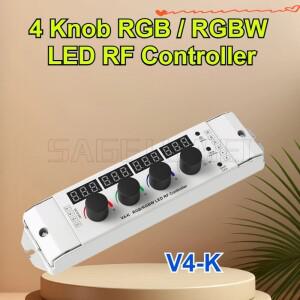 V4-K 4CH4A 12-24VDC CV 4 노브 RGB/RGBW 컨트롤러 LED 디머 RF 디지털 디스플레이 내장 10가지 다이나믹