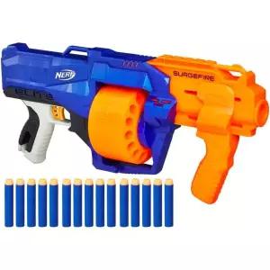 Nerf SurgeFire 엘리트 블래스터 15다트 회전 드럼 슬램 파이어 공식 다트