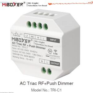Miboxer LED 트라이악 RF 푸시 조광기 스위치 AC 110V TRI-C1 2.4GHz 무선 리모컨 전구 램프 K1 패널