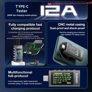 KWS-X1 디지털 전압계 4-30V 0-12A Type-C 전류 에너지 모니터 240W PD 고속 트리거 미터 IPS 디스플레이