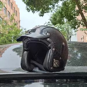 바이크 오토바이 반모헬맷 ORZ 레트로 복고풍 엔틱 3/4 헬멧 PU 가죽 오픈 크루징 자전거 빈티지 파라 모토
