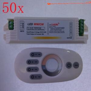 무료 DHL 50세트/로트 DC12V/24V 12A 4존 2.4G RF LED 조광기 색온도 조정 터치 스크린 컨트롤러(WW/CW 스