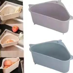 싱크대코너선반 삼각배수바구니 주방용품정리 실리콘재질 물빠짐구조 수세미거치대