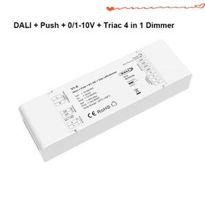 DALI 푸시 0/1-10V 트라이액 LED 디머 V1-X DC 12V 36V 1채널 20A DT6 다기능 in (단색 스트립용)