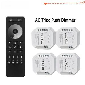TR01RF 4구역 무선 AC 트라이악 LED 디머 110V 푸시 스위치 2.4G 리모컨 백열 할로겐 램프용