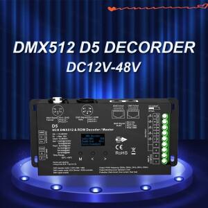 5채널 DMX512 RDM 디코더 마스터 960W 6A 일정한 DC12V-48V OLED 디스플레이 XLR5 포트 16비트 디밍