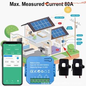스마트 WiFi 에너지 클램프 미터 AC110V/240V 전력 수출 수입용 양방향 버저 알람 임계값 앱 모니터