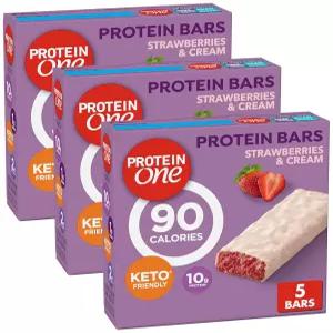프로틴 원 90칼로리 바 딸기 및 크림 케토 친화적 5Ct 4.8온스 3팩