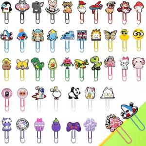 귀여운 팬시 디자인 메탈 클립 40개 랜덤 세트 컬러풀한 모양 북마크 및 다이어리 꾸미기 소품 사무실