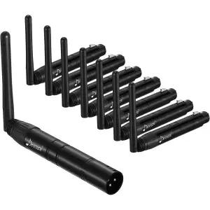 Donner 무선 DMX 8PCS 블랙 메탈 DMX512 Dfi DJ 2.4G 7 수신기 및 1 송신기 조명 제어
