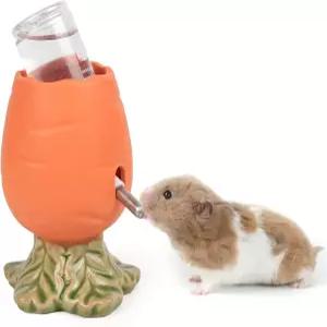 유리 탱크용 햄스터 물병 80ML 병이 들어 있는 당근 세라믹 스탠드 홀더 난쟁이 시리아 쥐를 위한 씹을 수