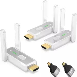 무선 HDMI 송신기 및 수신기 2개 500 FT/150M 2.4G+5G 플러그 앤 플레이 1080P HD 오디오 비디오 전송