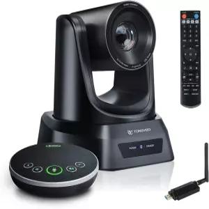 블루투스 마이크가 있는 TONGVEO 5.8GHz 무선 회의실 카메라 시스템 예배 온라인 회의용 60fps PTZ 20대