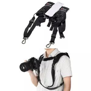 DSLR 카메라 더블 슬링 스트랩 조끼 사진 숄더 벨트 gXe3+9dVq