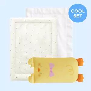 [밀로앤개비] COOL 프렌즈 세트_와이드 동물베개+로하쿨 냉감 여름 양면차렵이불(유아이불)