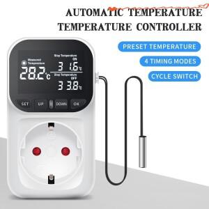 16A 230V 온도 조절기 소켓 디지털 컨트롤러 콘센트 센서 EU  타이머가있는 가열 냉각 스위치 KWE-TC01