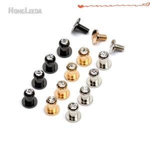 유리 스톤 다이아몬드 라인석 578mm 황동 나사 손잡이 가죽 공예 스터드 실버/블랙/골드 ZD025 60 세트/묶