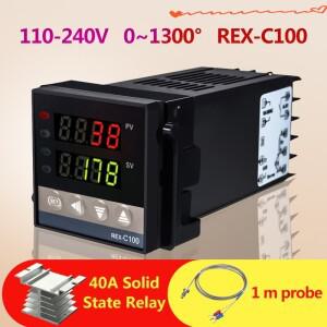 새로운 알람 REX-C100 110V ~ 0 1300도 디지털 PID 온도 컨트롤러 키트(K 유형 프로브 센서 포함)