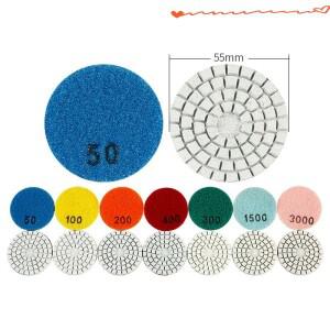 7개입 2인치 55mm 연마 패드 습식 디스크 세트 석재 옥 대리석 화강암 콘크리트 앵글 그라인더용