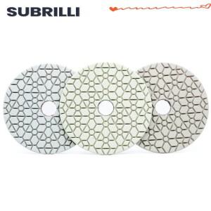 SUBRILLI 3 단계 다이아몬드 연마 패드 화강암 대리석 콘크리트 매우 유연한 디스크 샌딩 휠 4 인치